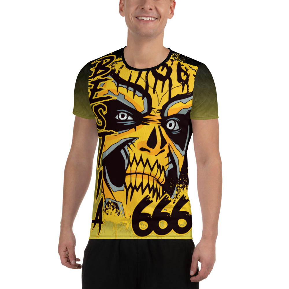 Bestia 666 Camiseta deportiva sublimada para hombre con estampado integral