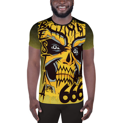 Bestia 666 Camiseta deportiva sublimada para hombre con estampado integral