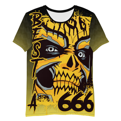 Bestia 666 Camiseta deportiva sublimada para hombre con estampado integral