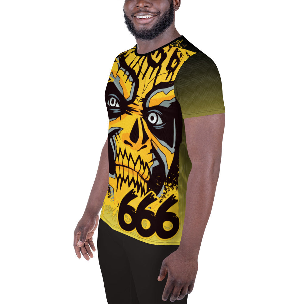 Bestia 666 Camiseta deportiva sublimada para hombre con estampado integral