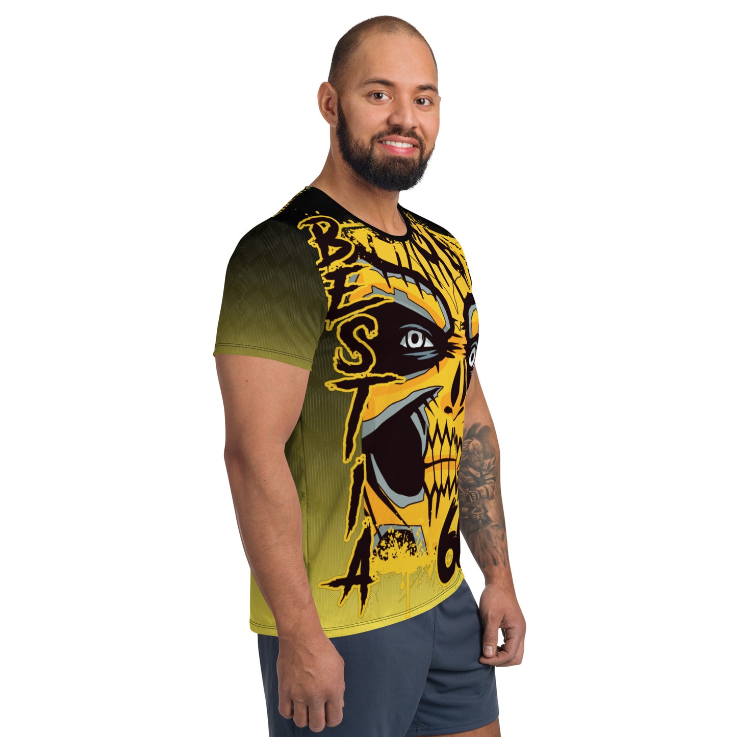 Bestia 666 Camiseta deportiva sublimada para hombre con estampado integral