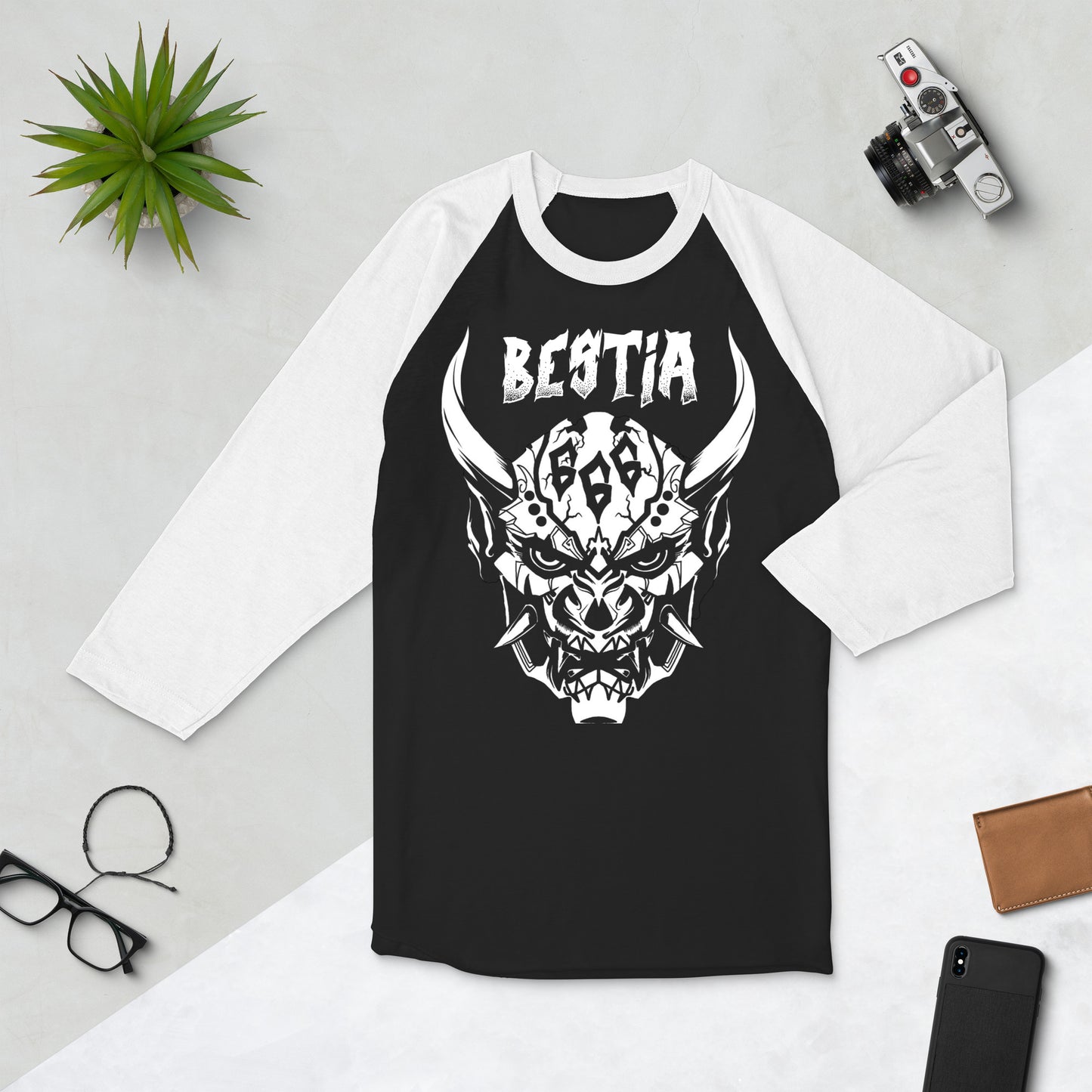 Bestia 666 camisa raglán manga 3/4